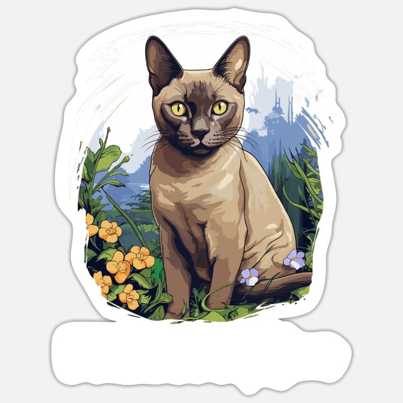 Chat birman Birmanie Katze - Sticker taille S (10 x 10 cm) - blanc mat