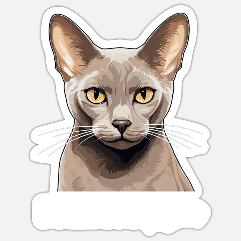 Chat birman Birmanie Katze - Sticker taille S (10 x 10 cm) - blanc mat