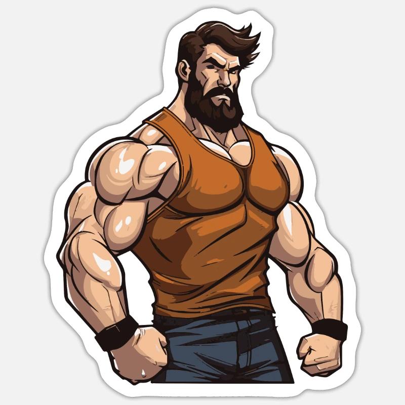 Workout Bodybuilder Muscles - Sticker size S (10 x 10 cm) - white matte