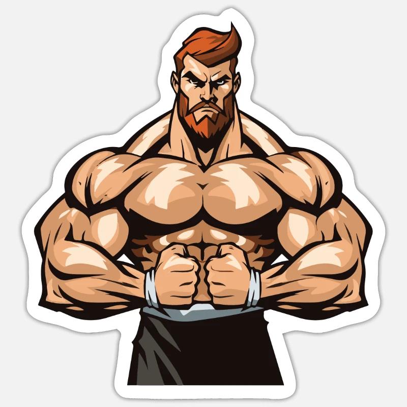 Bodybuilder Gym Muscles - Sticker taille S (10 x 10 cm) - blanc mat