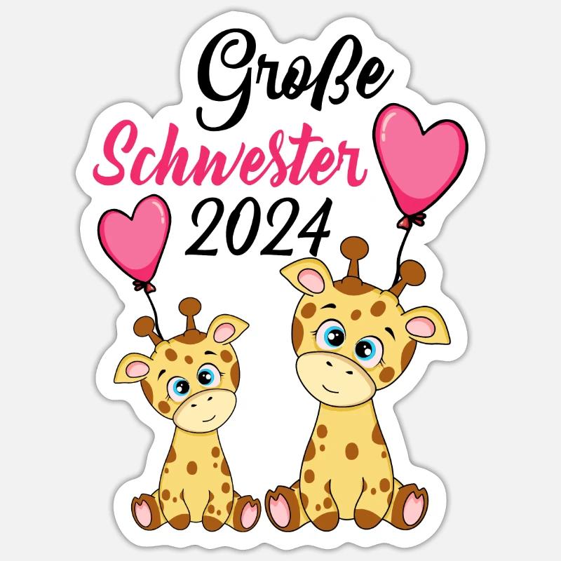 Große Schwester 2024 - Sticker Größe S (10 x 10 cm) - Mattweiß