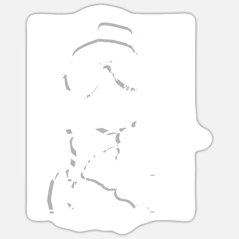 Skeleton Holding Cat - Sticker Größe S (10 x 10 cm) - Mattweiß