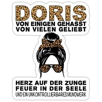 Doris Gehasst Geliebt Großes Mundwerk - Sticker Größe S (10 x 10 cm) - Mattweiß - Vorne