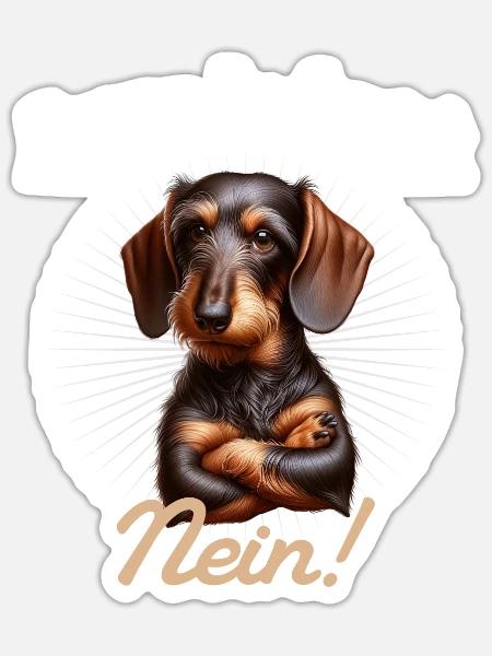 Bevor du fragst Nein! - Dackel Teckel - Sticker Größe S (10 x 10 cm) - Mattweiß