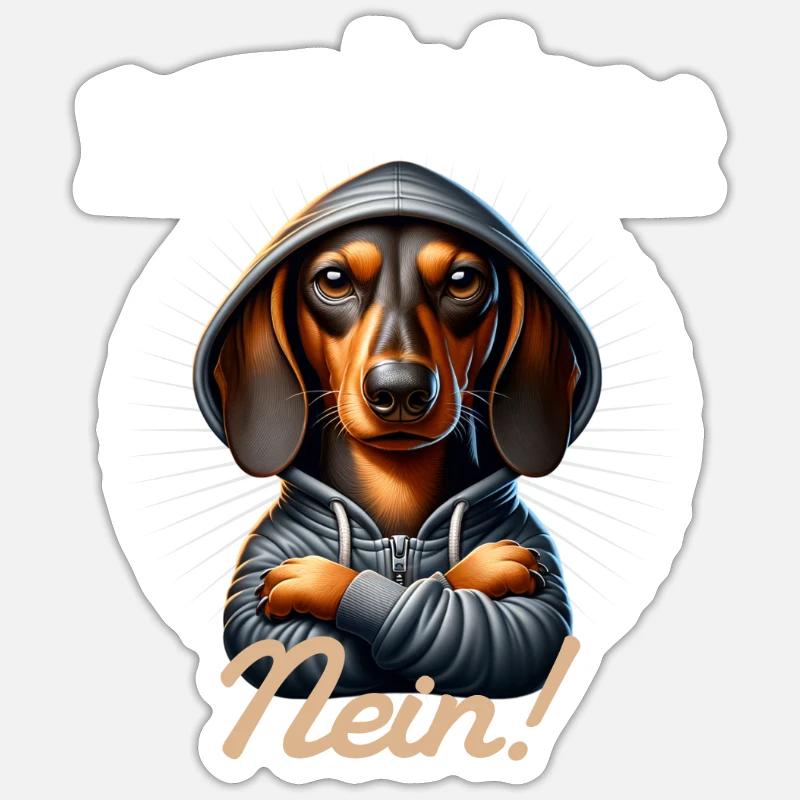 Bevor du fragst Nein! - Dackel Teckel - Sticker Größe S (10 x 10 cm) - Mattweiß