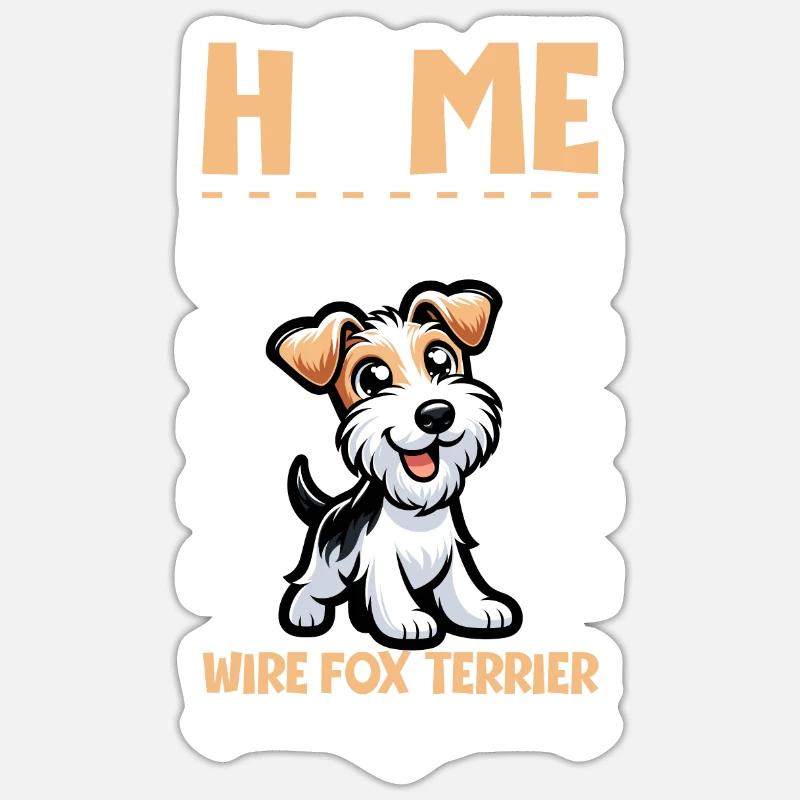 Zuhause - Drahthaar-Foxterrier - Sticker Größe S (10 x 10 cm) - Mattweiß