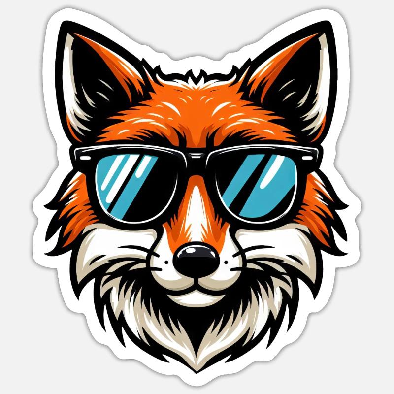 Cool fox with sunglasses - Sticker size S (10 x 10 cm) - white matte