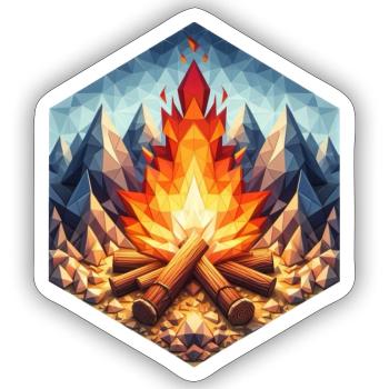 Ein Lagerfeuer im Polygon-Stil - Sticker Größe S (10 x 10 cm) - Mattweiß - Vorne