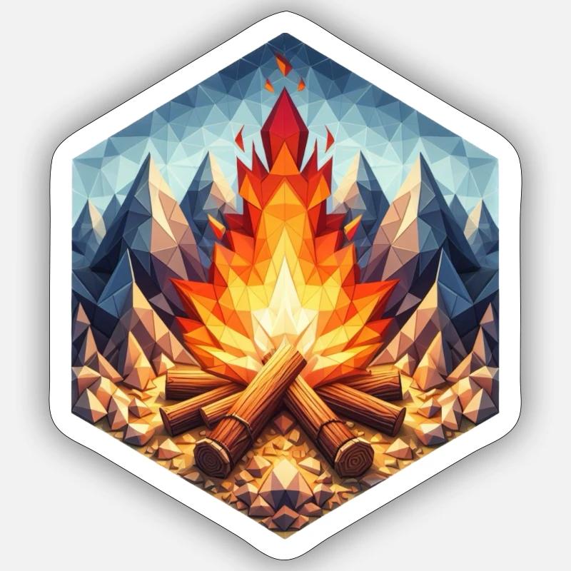 Ein Lagerfeuer im Polygon-Stil - Sticker Größe S (10 x 10 cm) - Mattweiß