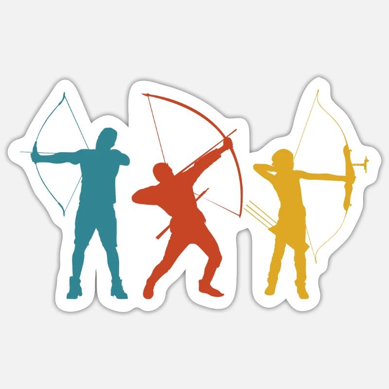Archer rétro Tir à l’arc - Sticker taille S (10 x 10 cm) - blanc mat