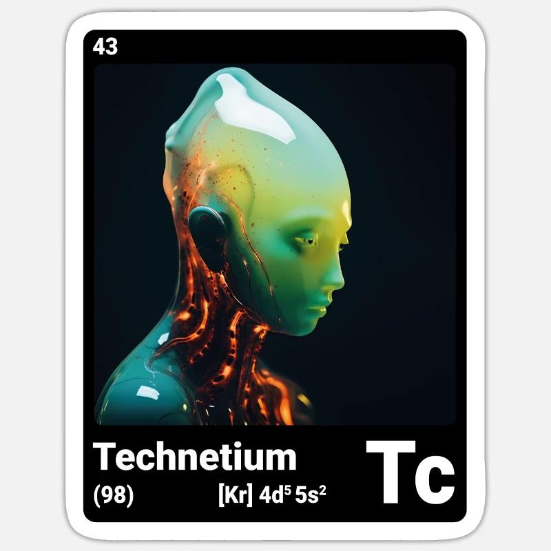 AI am Technetium (bk) - Sticker Größe S (10 x 10 cm) - Mattweiß