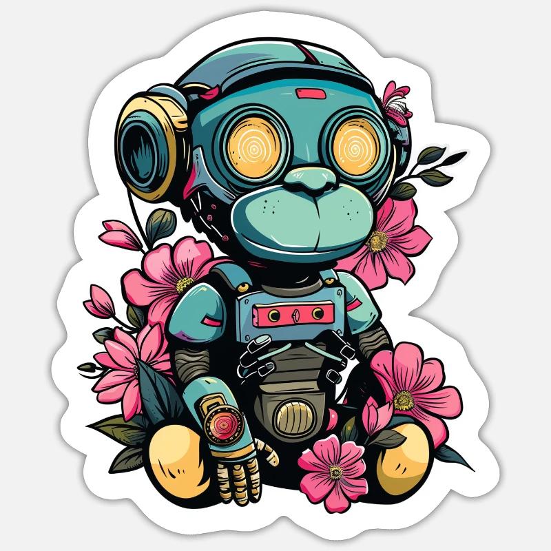 Cyborg Monkey Sticker Größe S (10 x 10 cm)