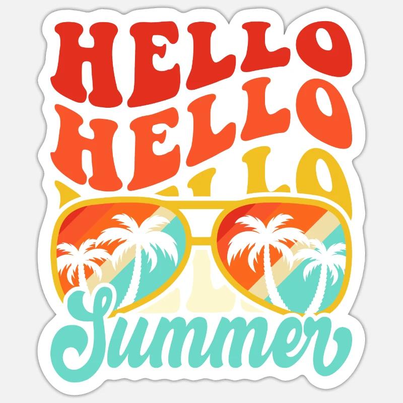Hello Summer - Sticker Größe S (10 x 10 cm) - Mattweiß