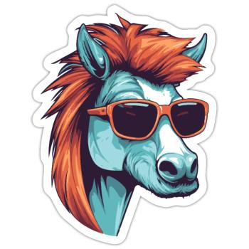 Pferd Kopf Porträt Cool - Sticker Größe S (10 x 10 cm) - Mattweiß - Vorne