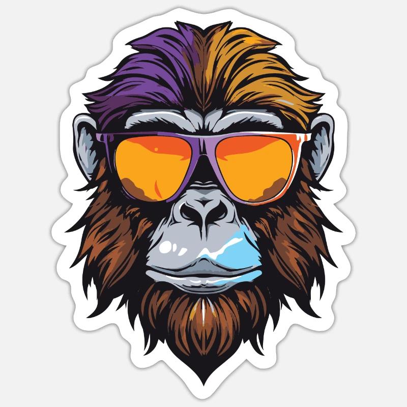 Monkey Head Portrait Cool - Sticker size S (10 x 10 cm) - white matte