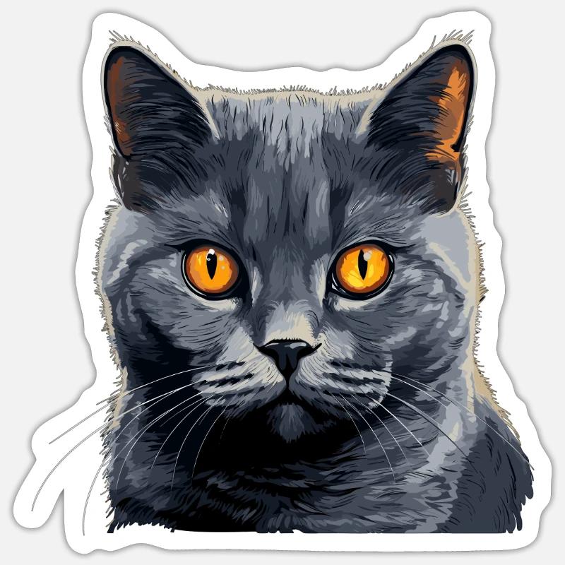 Chat Chartreux Chat Chartreux - Sticker taille S (10 x 10 cm) - blanc mat