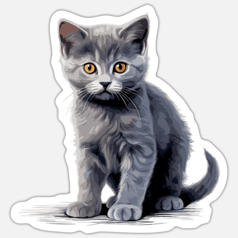 Chat Chartreux Chat Chartreux - Sticker taille S (10 x 10 cm) - blanc mat