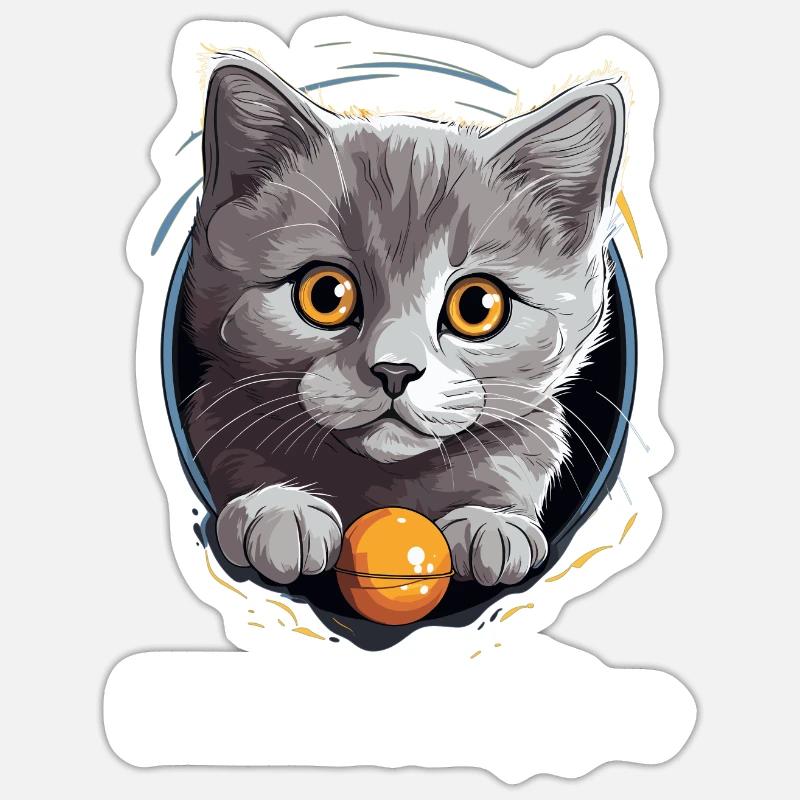 Chat Chartreux Chat Chartreux - Sticker taille S (10 x 10 cm) - blanc mat