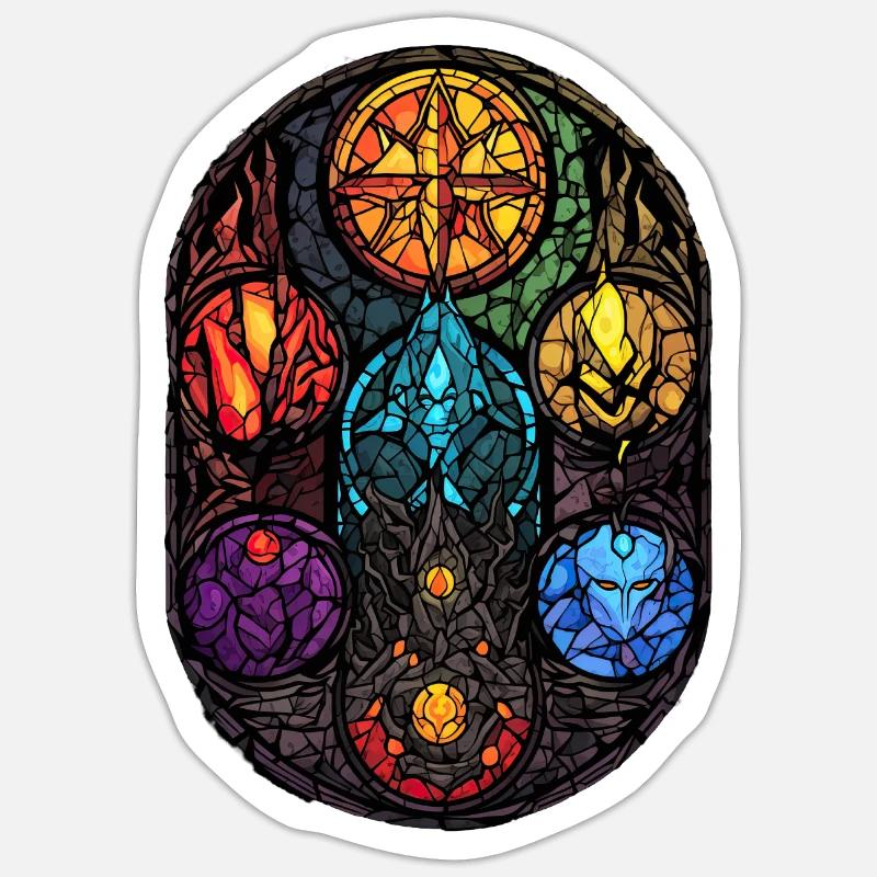 Gothic Witchcraft Elements Stained Glass Wicca Sticker Größe S (10 x 10 cm)