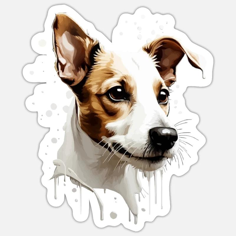 MIGNON JACK RUSSEL TERRIER - Sticker taille S (10 x 10 cm) - blanc mat