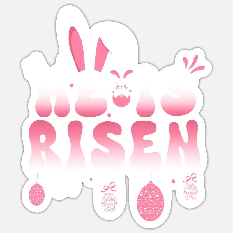 He Is Risen Easter Celebration Theme Bunny Eggs Sticker size S (10 x 10 cm)
