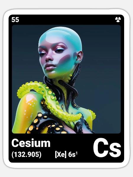AI am Cäsium (bk) - Sticker Größe S (10 x 10 cm) - Mattweiß