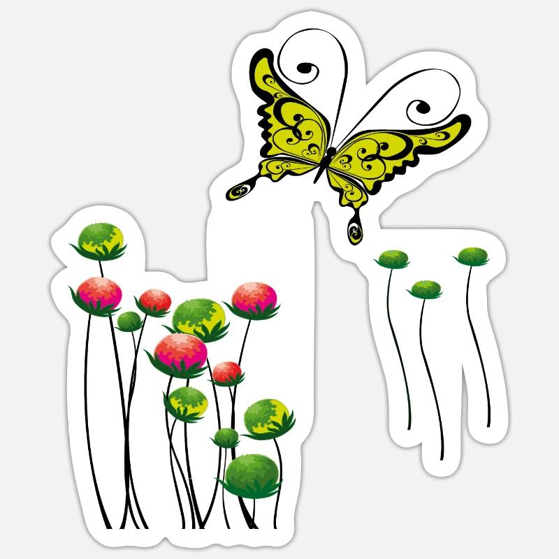 Printemps papillon - Sticker taille S (10 x 10 cm) - blanc mat