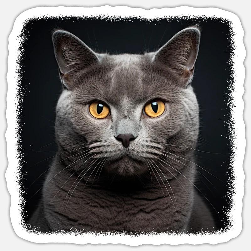 Chartreux Cat Kartäuser Katze - Sticker Größe S (10 x 10 cm) - Mattweiß