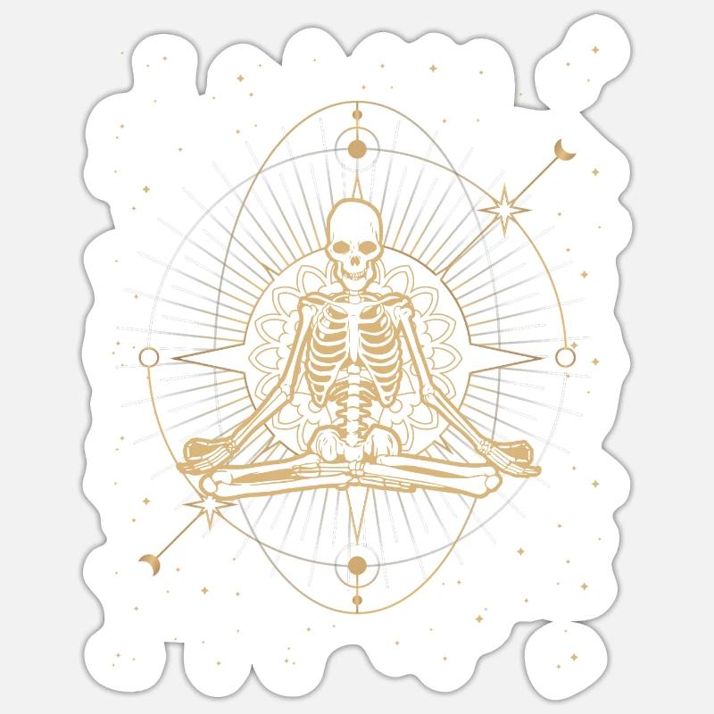 Méditation du squelette céleste - Sticker taille S (10 x 10 cm) - blanc mat