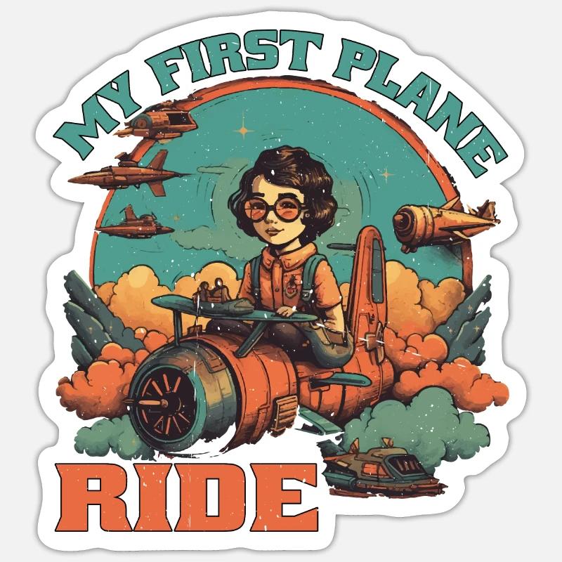 My First Plane Ride 59 - Sticker size S (10 x 10 cm) - white matte