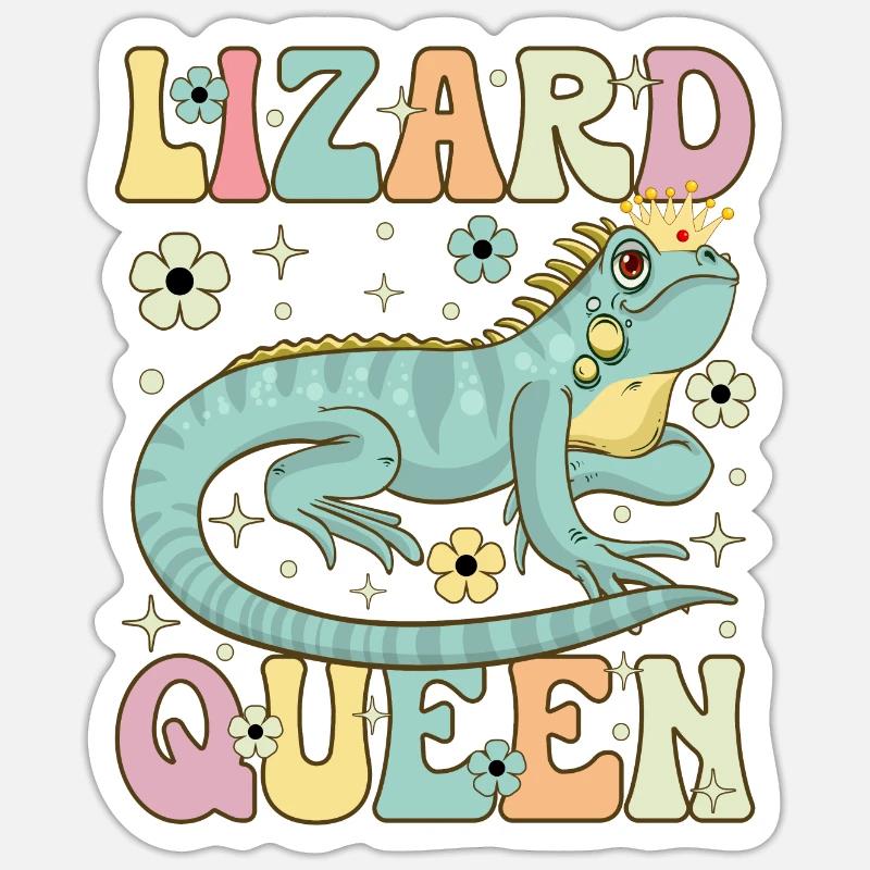 Lizard Queen Groovy Bartagame Lizard Lover Sticker Größe S (10 x 10 cm)