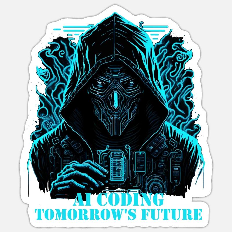 Codierung der Zukunft mit künstlicher Intelligenz - Sticker Größe S (10 x 10 cm) - Mattweiß