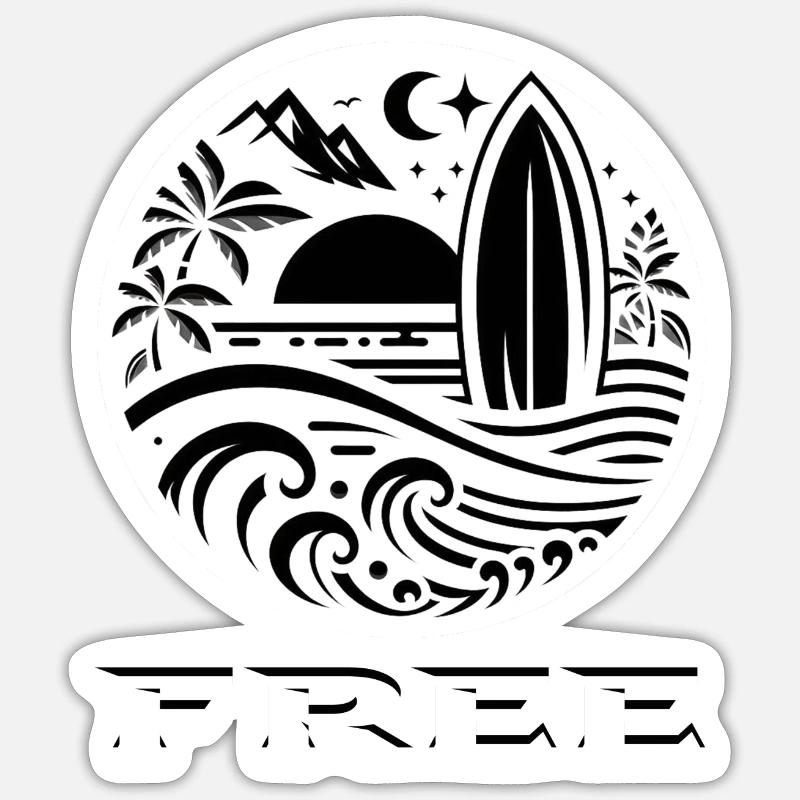 Surf - Sticker Größe S (10 x 10 cm) - Mattweiß