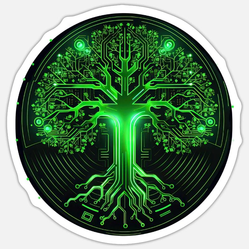 Circuit Board Tree of Life Computer Science Progra - Sticker Größe S (10 x 10 cm) - Mattweiß