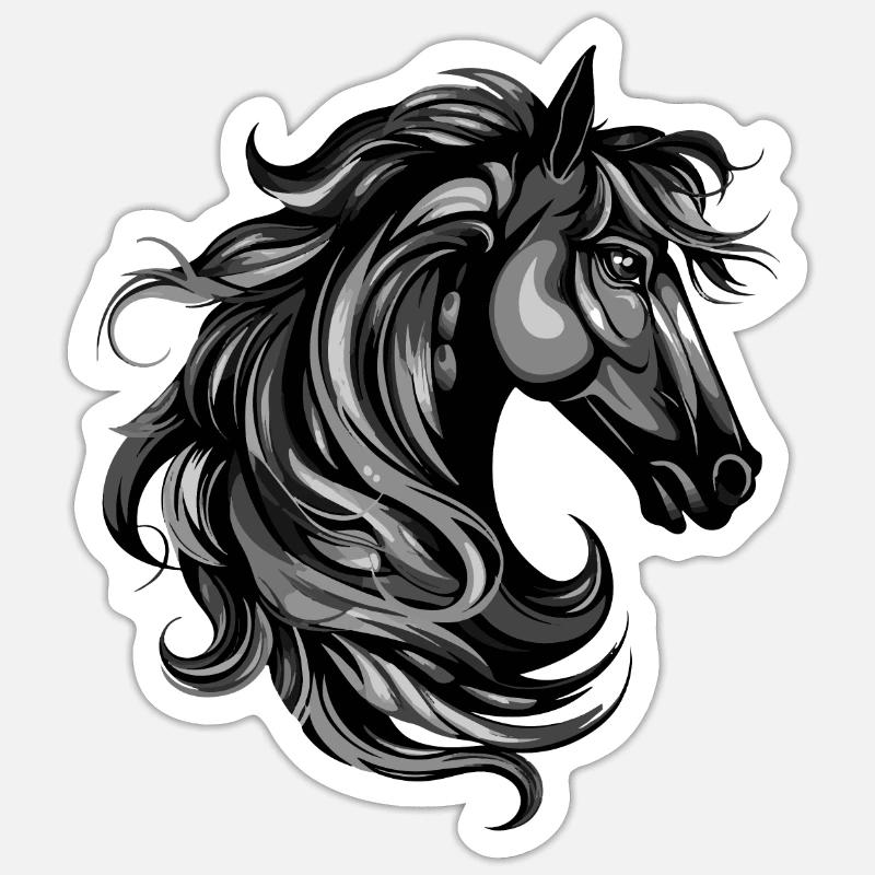 Pferd Tier Kopf - Sticker Größe S (10 x 10 cm) - Mattweiß