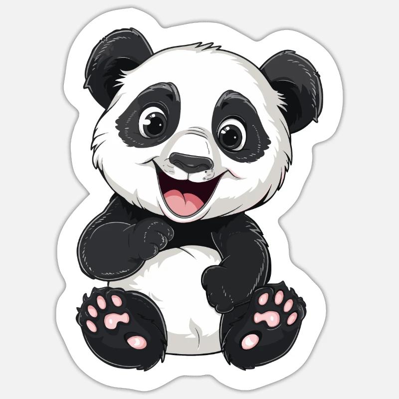 Exuberant Panda Buddy Sticker - Sticker size S (10 x 10 cm) - white matte
