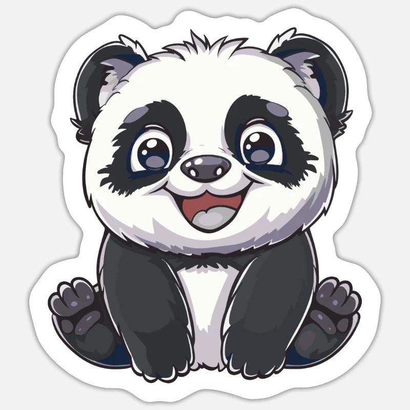 Exubérant Panda Buddy Sticker - Sticker taille S (10 x 10 cm) - blanc mat