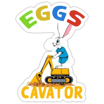 Lustiger Ostern Spruch Osterhase Baggerfahrer - Sticker Größe S (10 x 10 cm) - Mattweiß - Vorne