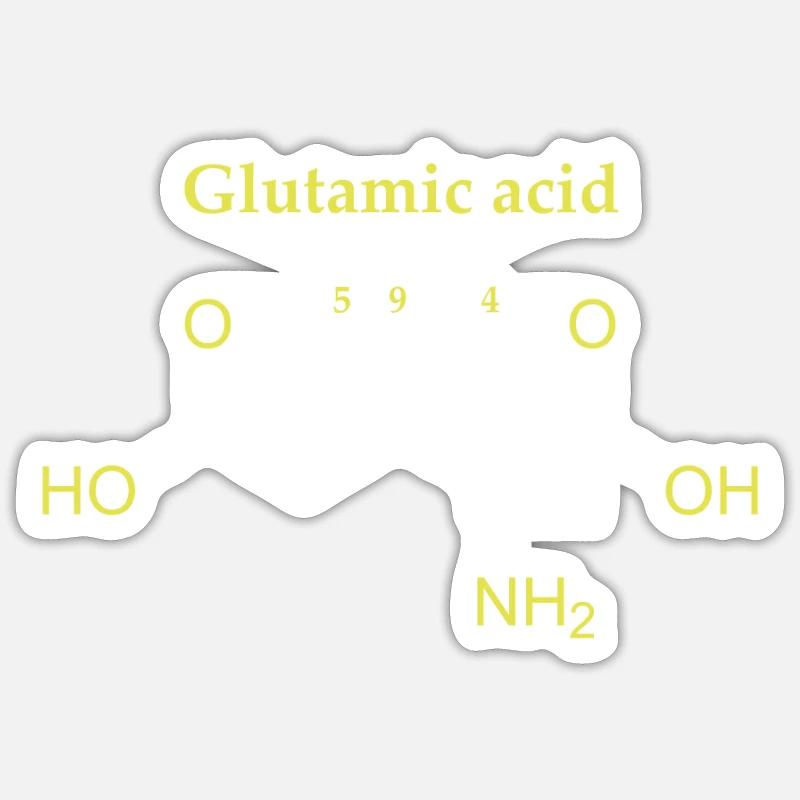 Molécule d’acide glutamique - Sticker taille S (10 x 10 cm) - blanc mat