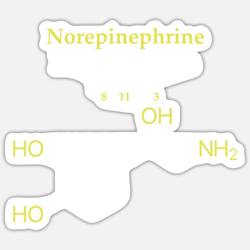 Noradrenalin-Molekül - Sticker Größe S (10 x 10 cm) - Mattweiß