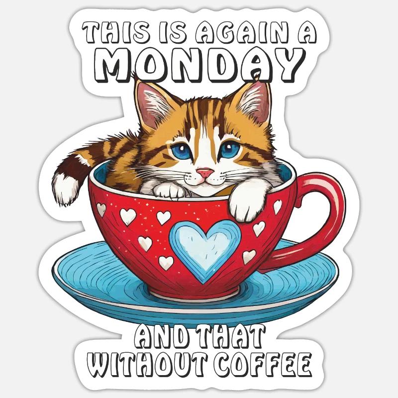 LUNDI ET CELA SANS CAFÉ Sticker taille S (10 x 10 cm)