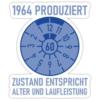 HU Zustand entspricht Alter und Laufleistung Auto - Sticker Größe S (10 x 10 cm) - Mattweiß - Vorne