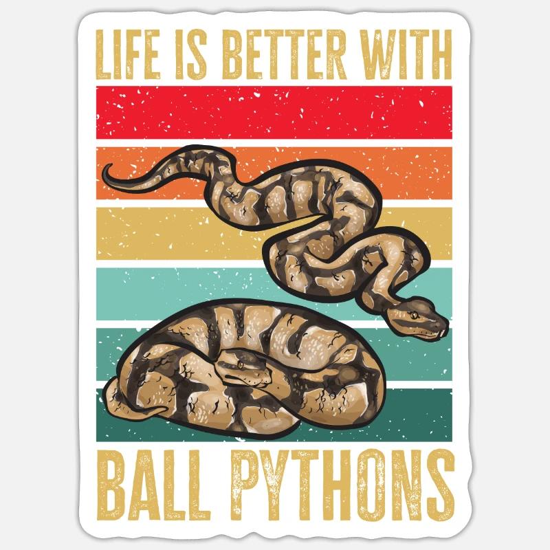 Ball Python Schlange Königspython - Sticker Größe S (10 x 10 cm) - Mattweiß
