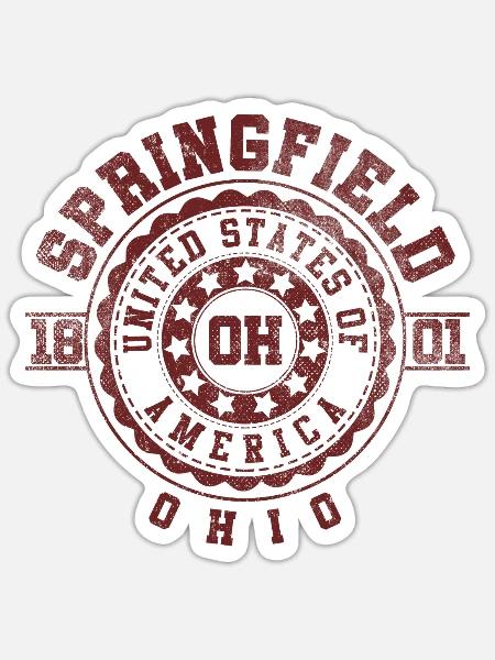 Springfield OH | Ohio Souvenir & Geschenk - Sticker Größe S (10 x 10 cm) - Mattweiß