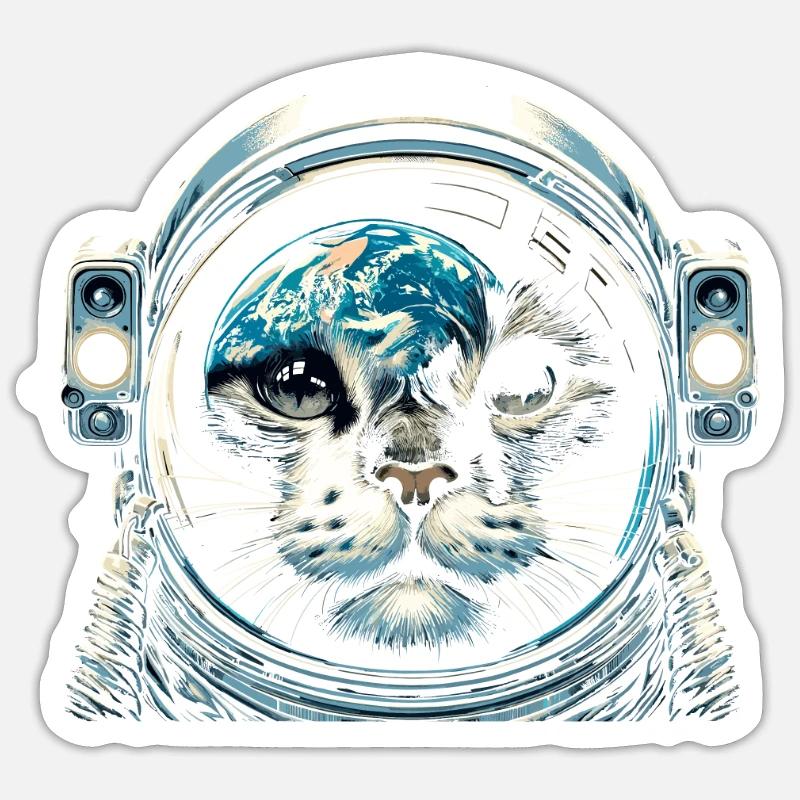 Cat, Astronaut, Astronomy, Outer Solar System Sticker size S (10 x 10 cm)