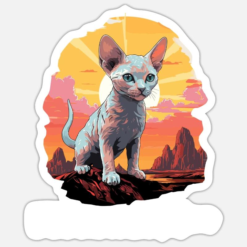 Devon Rex Kätzchen Devon Rex Katze Sticker Größe S (10 x 10 cm)