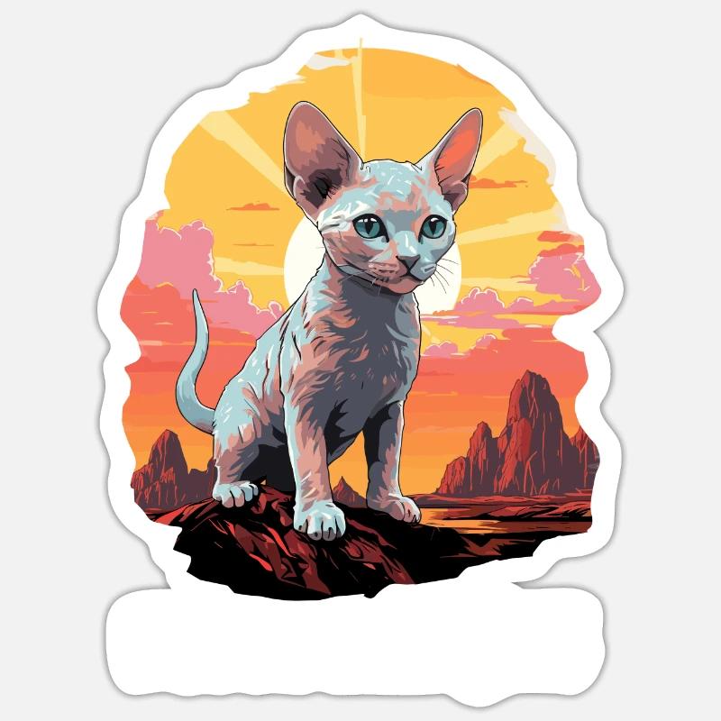 Devon Rex Kitten Devon Rex Cat Sticker size S (10 x 10 cm)