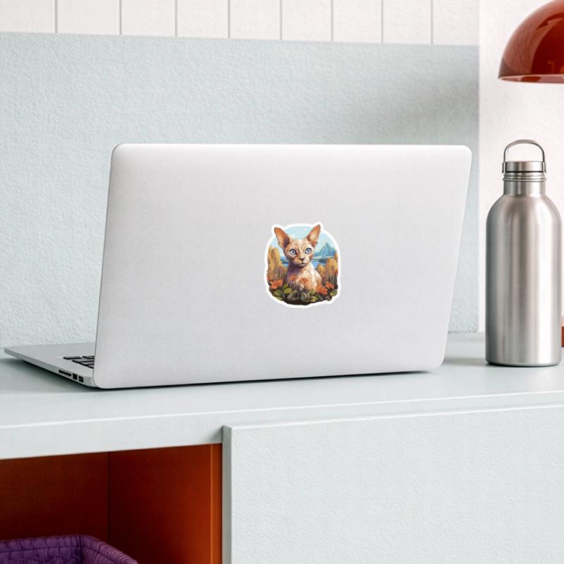 Chaton Devon Rex Chat Devon Rex Sticker taille S (10 x 10 cm)