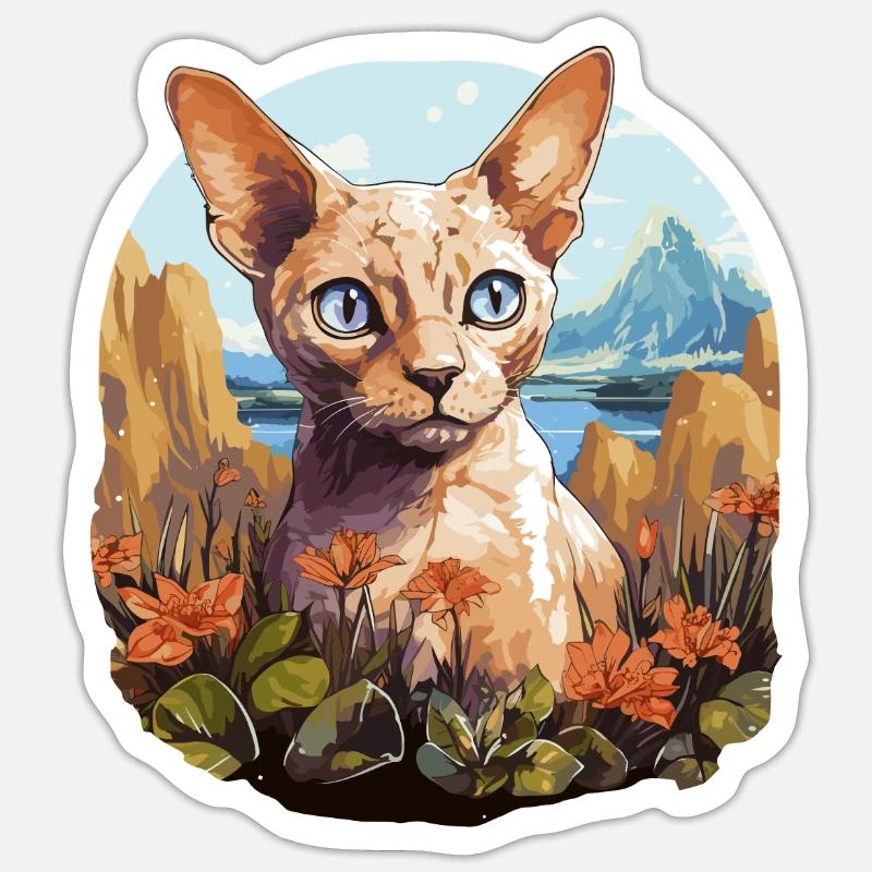 Devon Rex Kätzchen Devon Rex Katze Sticker Größe S (10 x 10 cm)