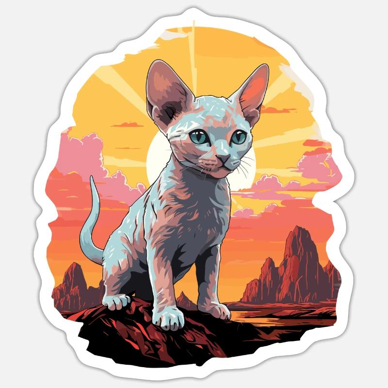 Devon Rex Kätzchen Devon Rex Katze Sticker Größe S (10 x 10 cm)